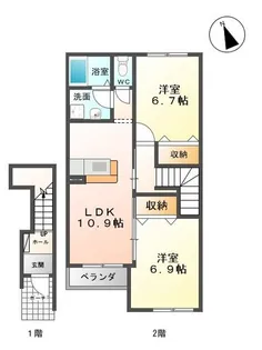 【ペット可】エリ―・ココ【2階】の間取り
