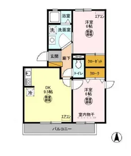 オーシャンヒルズD【1階】の間取り