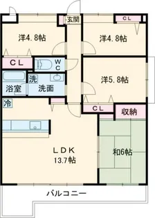 キャッスル桜ヶ丘【5階】の間取り