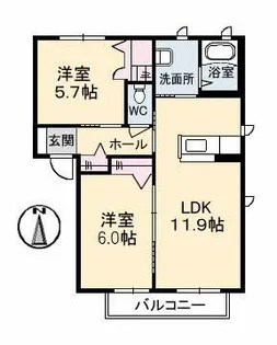 アットホーム原II A棟【1階】の間取り
