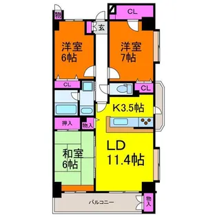 ダイアパレス新和412【4階】の間取り