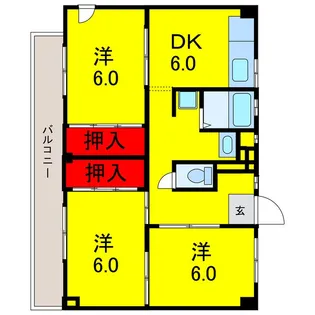 ビレッジハウス市原【4階】の間取り