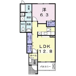 ランコントル・YK B【1階】の間取り