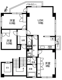 レ・フルール西麻布【3階】の間取り