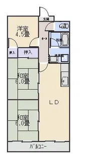 リバーサイドハイツ荘園【4階】の間取り