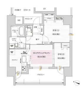 プレサンスロジェ梅田North【5階】の間取り