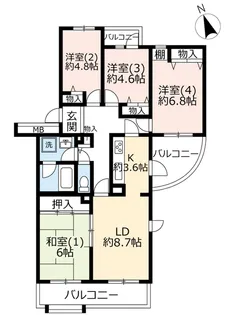 URパークサイド鎌ヶ谷【5階】の間取り