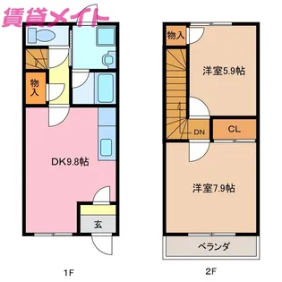 三重県伊賀市上野福居町【一戸建】の間取り