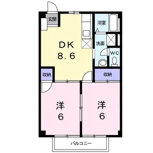 岡山県岡山市東区楢原【アパート】の間取り