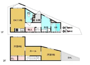 大阪府大阪市東住吉区西今川1【一戸建】の間取り
