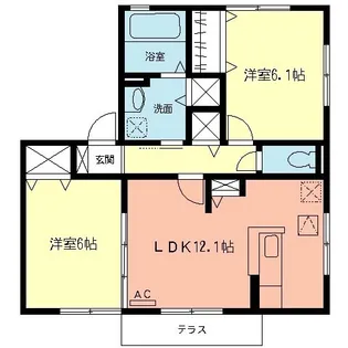 2LDKの間取り画像