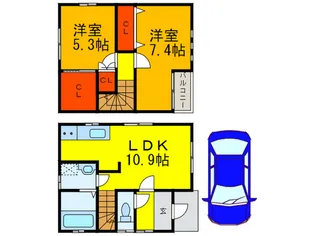 大阪府柏原市法善寺2【一戸建】の間取り