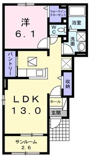 ヴィラーリエージュB【1階】の間取り