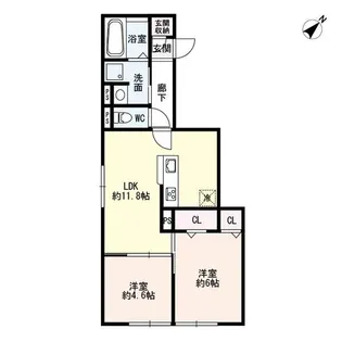 スピネル南草津(草津市新築アパート)【2階】の間取り