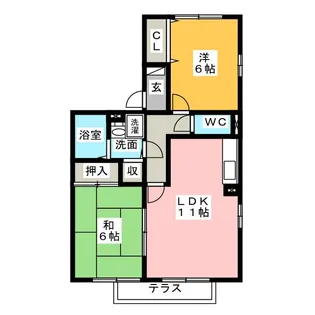 ガーデンムジューC【2階】の間取り