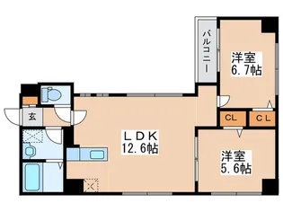 Noble大通公園【2階】の間取り