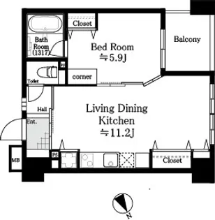 アクシア池袋【9階】の間取り