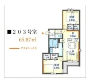 内代レジデンスサウス【2階】の間取り