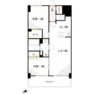 オークステージ武蔵野【5階】の間取り