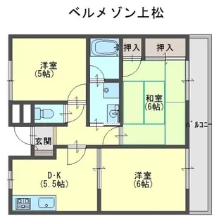 ベルメゾン上松【1階】の間取り