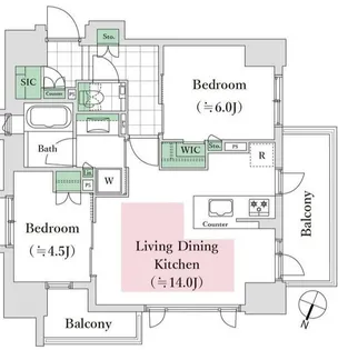 シティハウス南品川【2階】の間取り