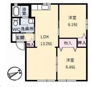 ヴィラ グリシーヌ B棟【1階】の間取り