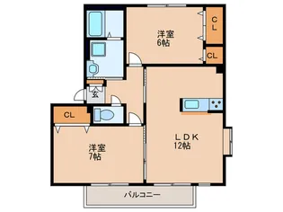 ヴィラコ-ト二町A棟【2階】の間取り