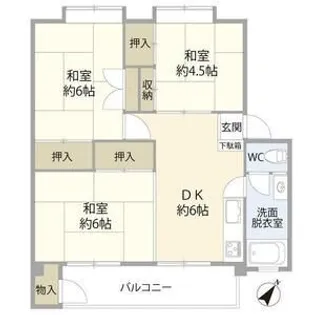 久米川駅東住宅22号棟【4階】の間取り
