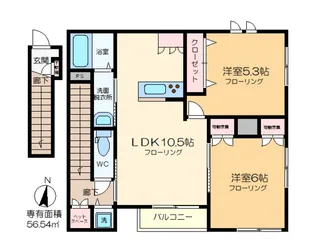クレールメゾン西【2階】の間取り