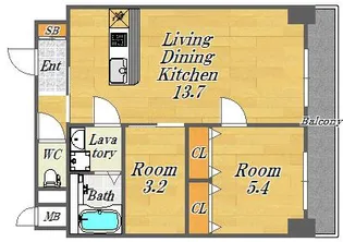 アプリーレ中之島【4階】の間取り