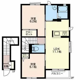 ヴィラ トガリーゼ B【2階】の間取り