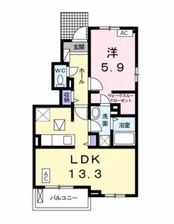 ラ・ポーム B【1階】の間取り