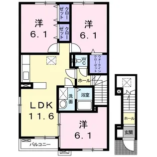 サンセールフィールドからたちB【2階】の間取り