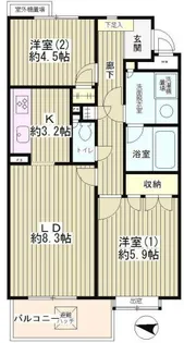 フラット浜田山 B棟【3階】の間取り