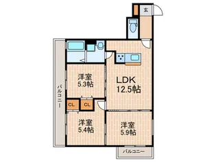 エルメゾン香櫨園【2階】の間取り