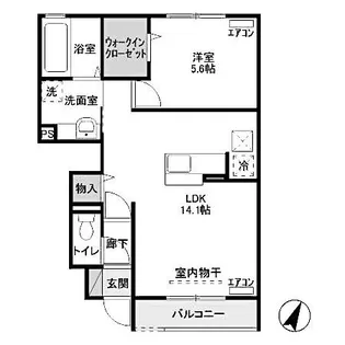 レジデンスMIYABI B【1階】の間取り