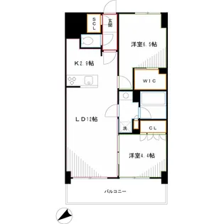 オークステージ武蔵野【7階】の間取り