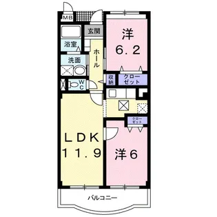 トゥジュール・ヴェール【1階】の間取り