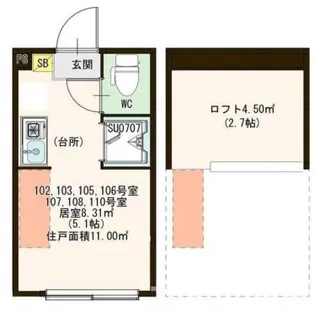 ハーモニーテラス中井【1階】の間取り