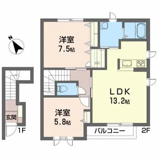 ヴィラージュ室小路【2階】の間取り