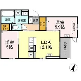 セレスティア大和町【2階】の間取り