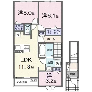 ハーモニー・フラット【2階】の間取り