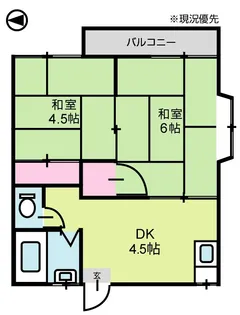 岡山県岡山市北区田中【アパート】の間取り