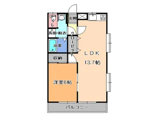 ウィングヴィラ枝野D【1階】の間取り