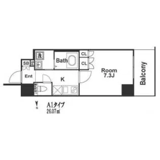 セオリー難波南プレミアム【10階】の間取り