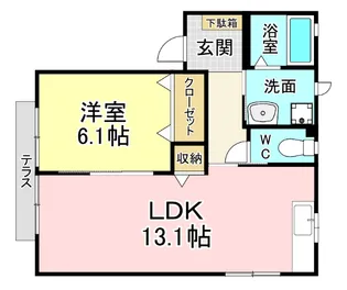 咲ら坂Hi H棟【1階】の間取り