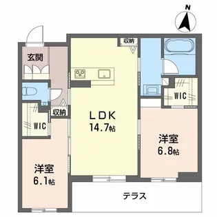 マグノリア上杉【1階】の間取り