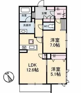 パルボヌール【1階】の間取り