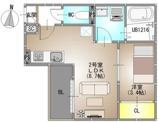 岡山県岡山市北区庭瀬【アパート】の間取り