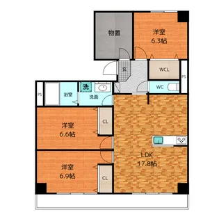 シャトー五反城【2階】の間取り